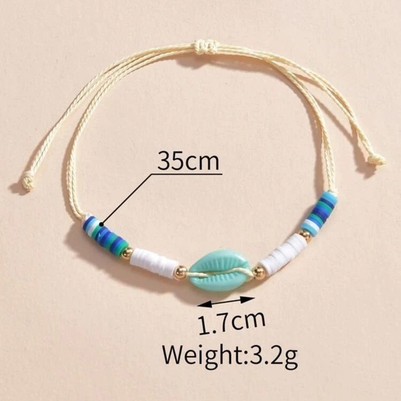 Blue Sea Shell Anklet Stretch - Picture 5 of 7